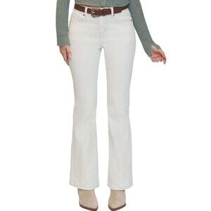 Madden Girl White Flare Denim Jeans With Back Flap Pockets